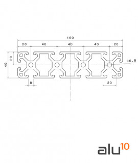Perfil Aluminio Ranurado 40160 Dimensiones