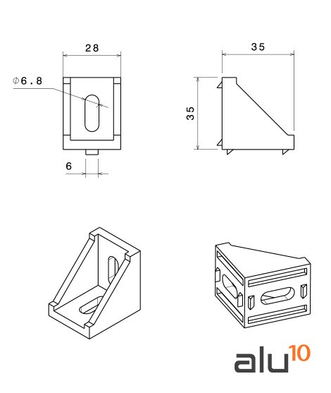 Angular 35x35x28 - Serie 30/60 y 40/80 dimensiones