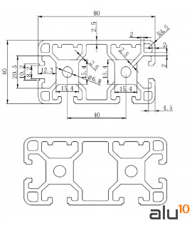 Aluminio ranurado de 40*80 para todo tipo de construcciones mecánicas y maquinas