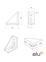 Staffa alluminio 58x58x28 Dimensioni