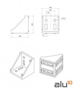 Escuadra 58X58x58 Dimensiones