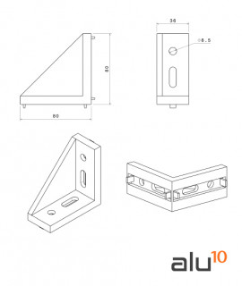 Angular 80x80x36  dimensiones