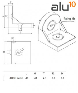 Conector interno aluminio ranurado serie 40/80 union perfiles