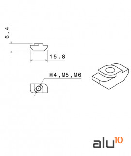 T Nut - Series 30 and 60 dimensions