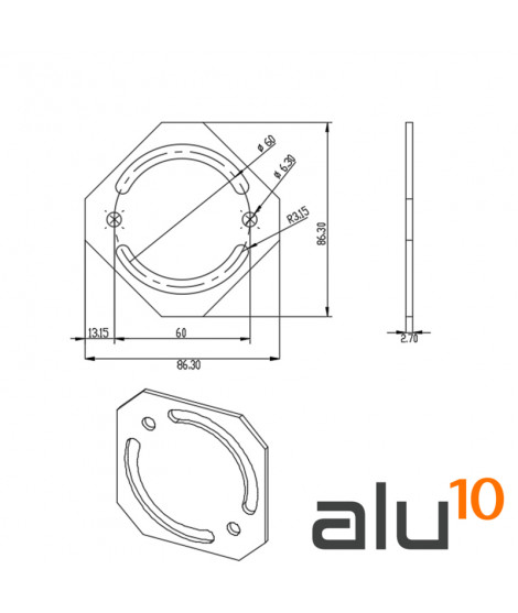 Tapa Plástico Aluminio Ranurado