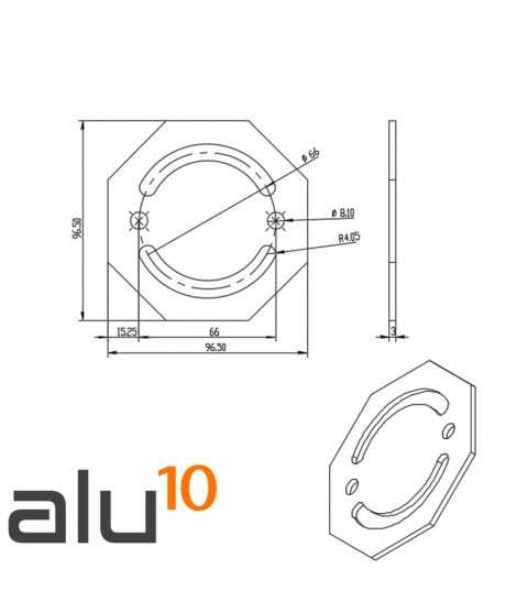 Placa de giro 360º Aluminio Ranurado