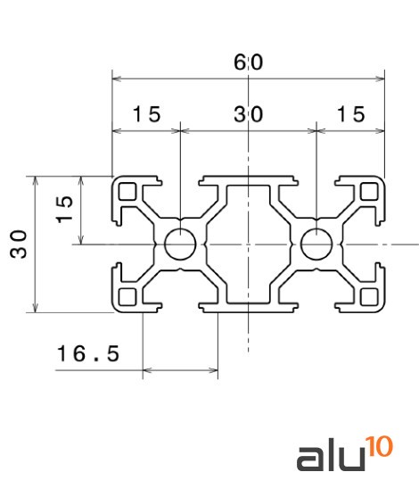 Aluminum Slot Profile 3060 - dimensions