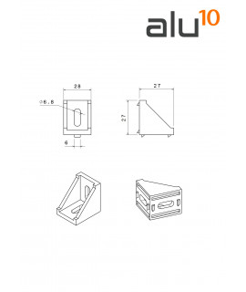 Escuadra Angular 35x35x28 para aluminio ranurado serie 40/80 vallado aluminio maquinas
