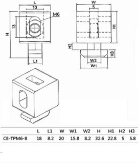 Bloque montaje Panel Aluminio Ranurado