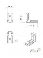 Interner Vebinder 90º Abmessungen