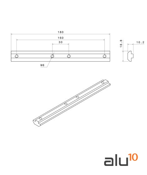 Straight Profile Connector - Series 40 and 80 Dimensions