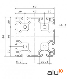 Perfil Aluminio Ranurado 80 80 Dimensiones
